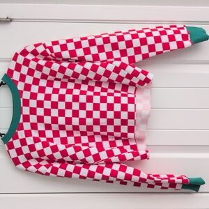 Forever 21 Long Sleeve Checkered Crop Top